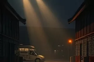 静默回廊剧照，幽暗走廊尽头的半扇门
